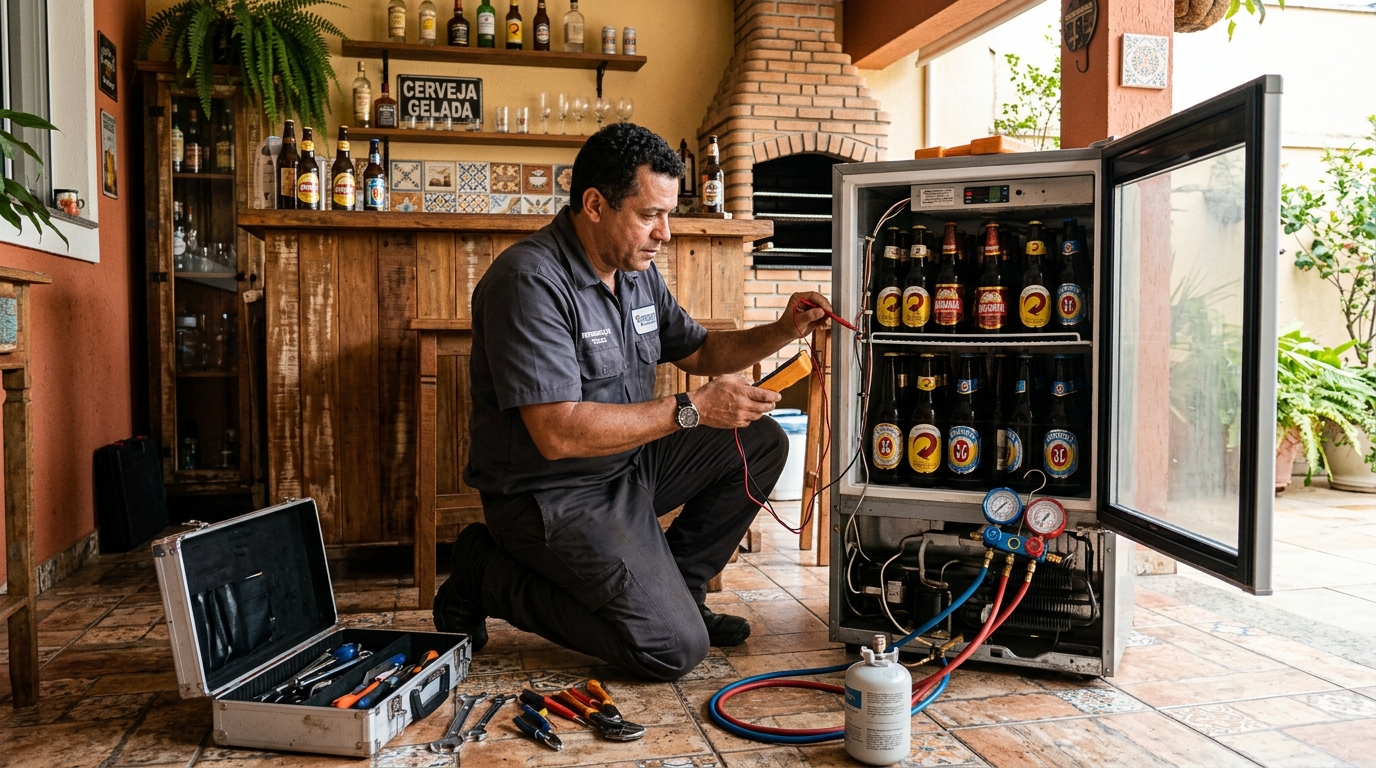 Recarga de gás refrigerante de cervejeira em Niterói‑RJ