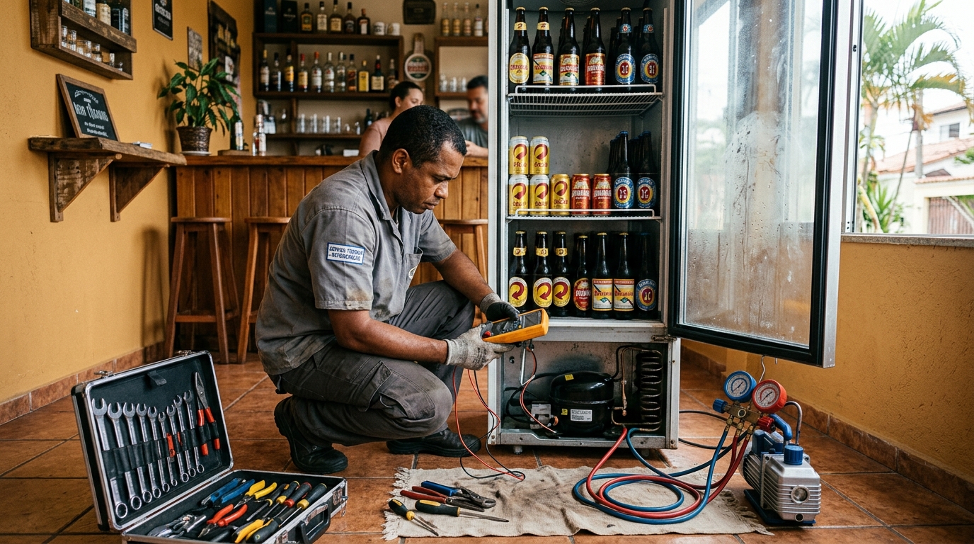 Substituição do termostato de uma cervejeira em Niterói‑RJ